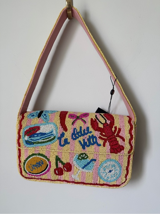 America & Beyond Handbags - Viral beaded La Dolce Vita yellow striped Shoulder Bag